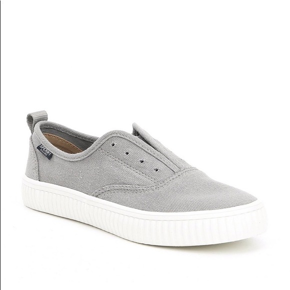 grey sperry slip ons